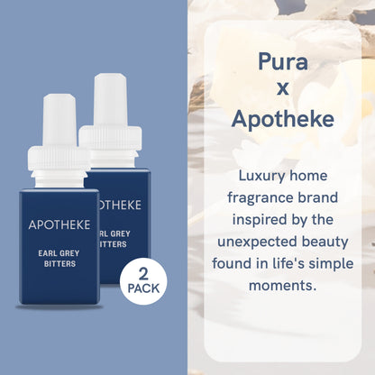 Pura and Apotheke - Fragrance for Smart Home Air Diffusers - Room Freshener - Aromatherapy Scents for Bedrooms & Living Rooms - Odor Eliminator - 2 Pack - Earl Grey Bitters
