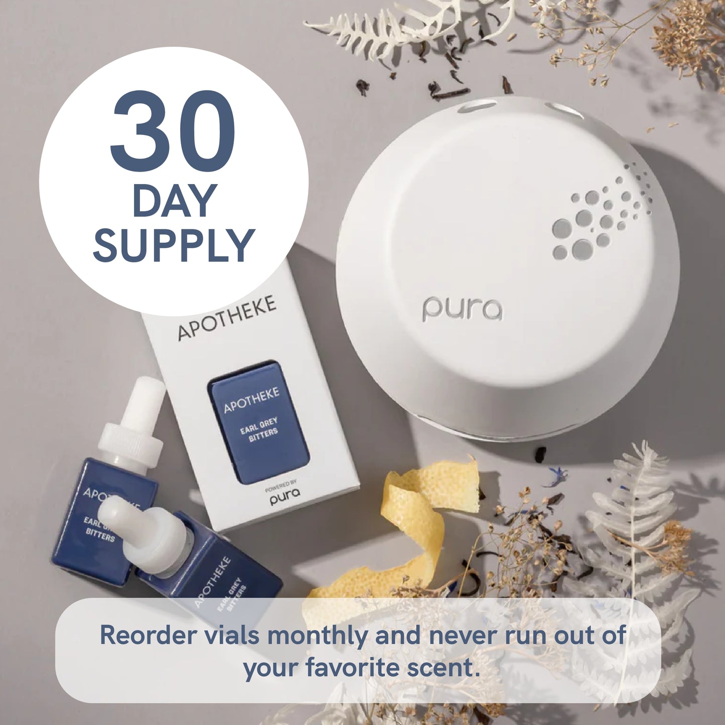 Pura and Apotheke - Fragrance for Smart Home Air Diffusers - Room Freshener - Aromatherapy Scents for Bedrooms & Living Rooms - Odor Eliminator - 2 Pack - Earl Grey Bitters
