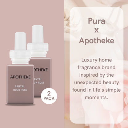 Pura and Apotheke - Fragrance for Smart Home Air Diffusers - Room Freshener - Aromatherapy Scents for Bedrooms & Living Rooms - Odor Eliminator - 2 Pack - Santal Rock Rose