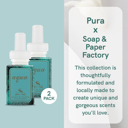 Pura and Soap & Paper Factory - Fragrance for Smart Home Air Diffusers - Room Freshener - Aromatherapy Scents for Bedrooms & Living Rooms - Odor Eliminator - 2 Pack - Aqua