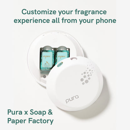 Pura and Soap & Paper Factory - Fragrance for Smart Home Air Diffusers - Room Freshener - Aromatherapy Scents for Bedrooms & Living Rooms - Odor Eliminator - 2 Pack - Aqua