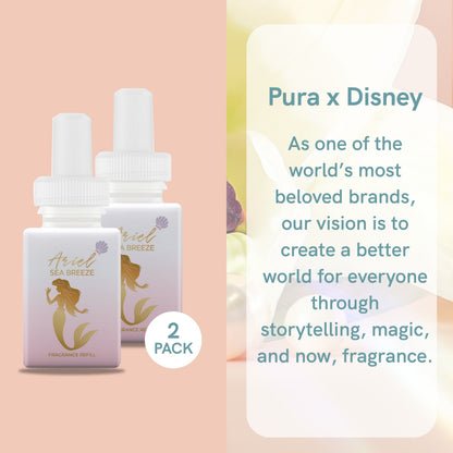 Pura and Disney - Home Fragrance Scent for Air Diffusers - Room Freshener - Aromatherapy Scents for Bedrooms & Living Rooms - Scents for Smart Home Diffusers - 2 Pack - Ariel Sea Breeze