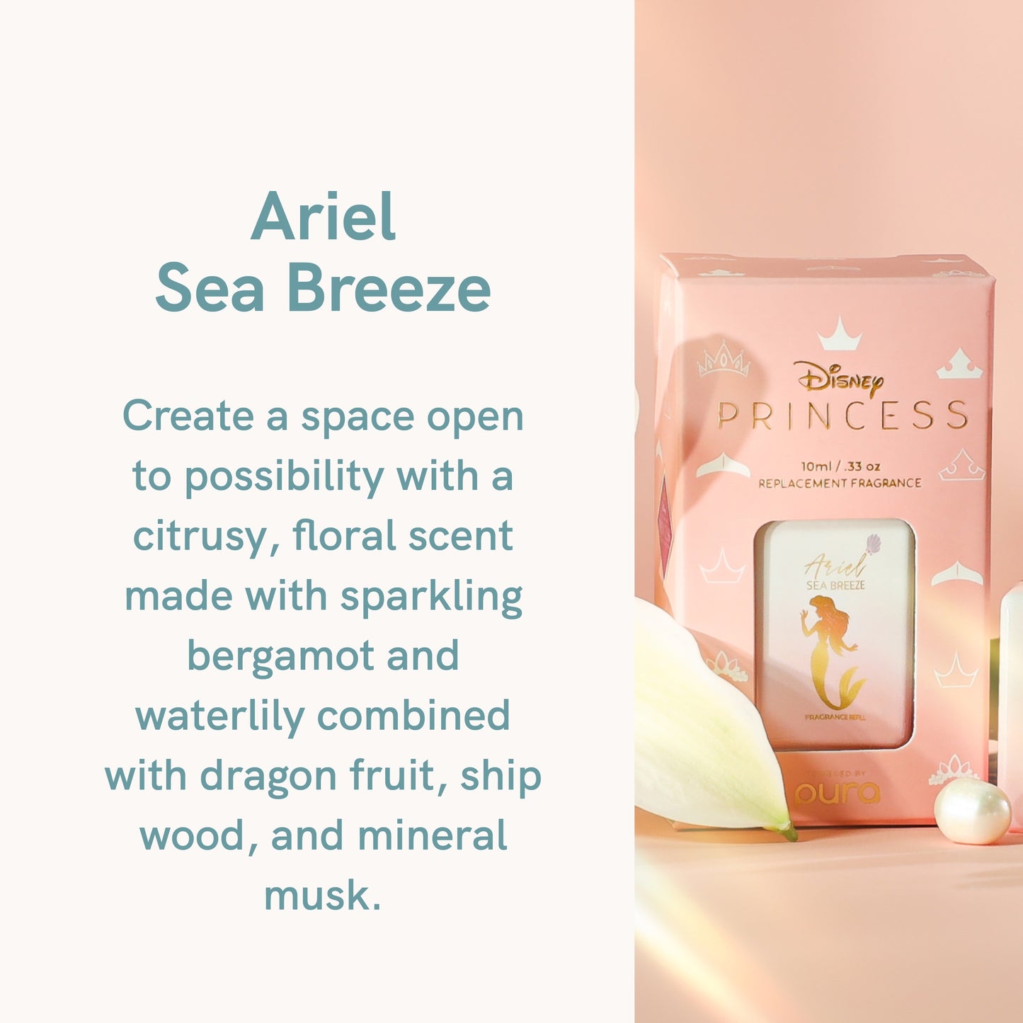 Pura and Disney - Home Fragrance Scent for Air Diffusers - Room Freshener - Aromatherapy Scents for Bedrooms & Living Rooms - Scents for Smart Home Diffusers - 2 Pack - Ariel Sea Breeze