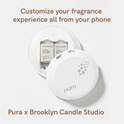 Pura and Brooklyn Candle Studio - Home Fragrance Scent for Air Diffusers - Aromatherapy Scents for Bedrooms & Living Rooms Scents for Smart Home Diffusers - 2 Pack - Woodsmoke