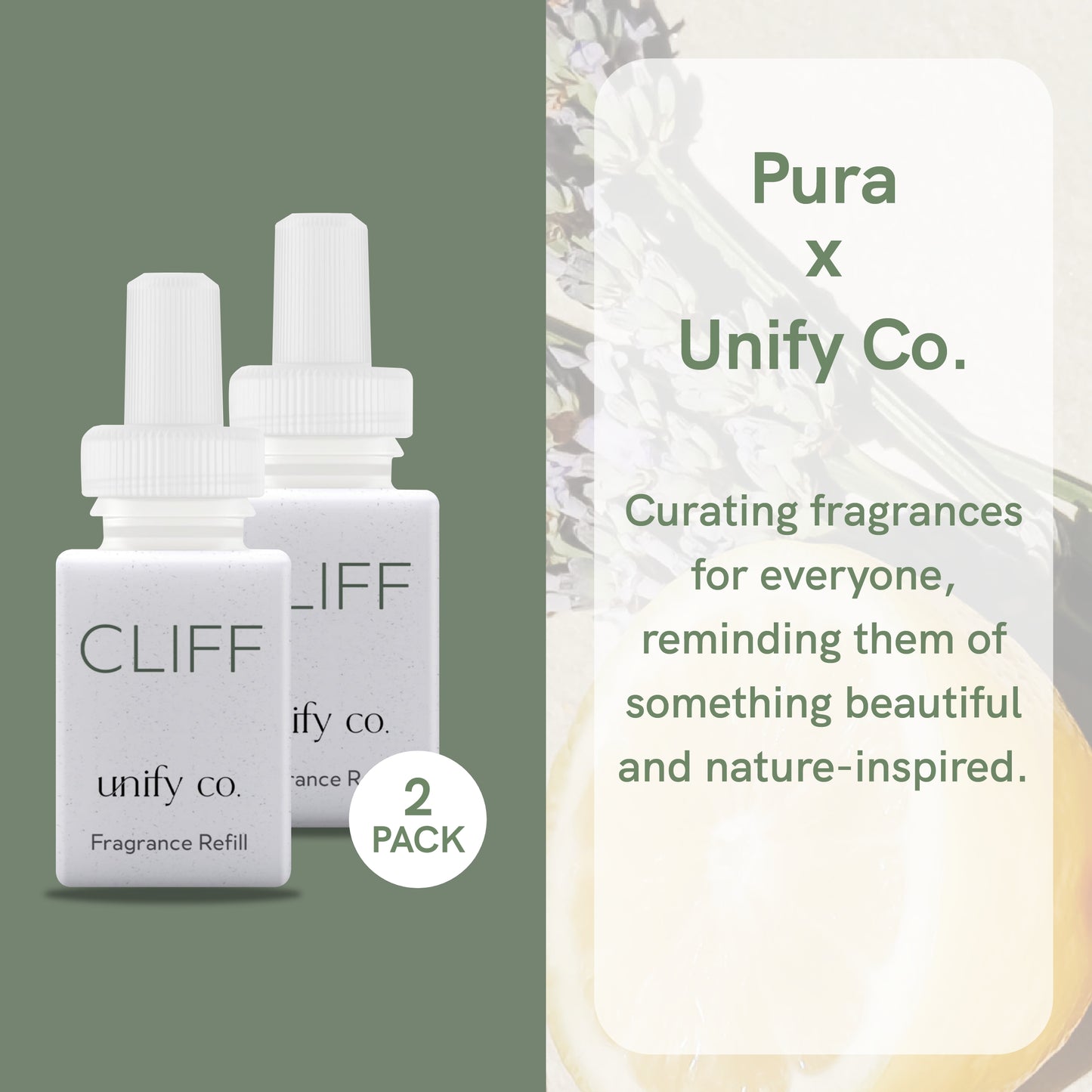 Pura and Unify - Fragrance for Smart Home Air Diffusers - Room Freshener - Aromatherapy Scents for Bedrooms & Living Rooms - Odor Eliminator - 2 Pack - Cliff