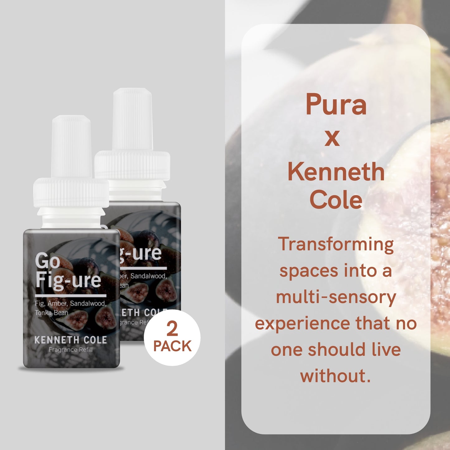 Pura and Kenneth Cole - Home Fragrance Scent for Air Diffusers - Room Freshener - Aromatherapy Scents for Bedrooms & Living Rooms - Scents for Smart Home Diffusers - 2 Pack - Go Fig-Ure