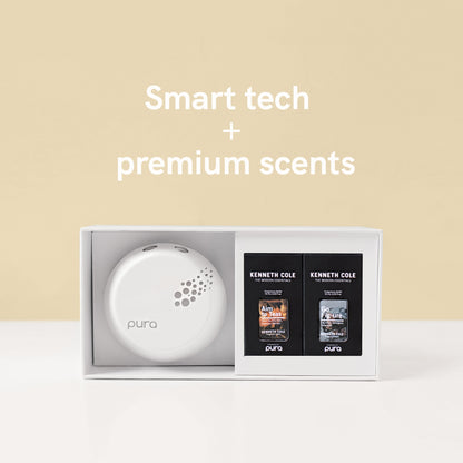 Pura - Smart Home Fragrance Device Starter Set - Scent Diffuser for Homes, Bedrooms & Living Rooms - Includes Fragrance Aroma Diffuser & Two Fragrances - Kenneth Cole