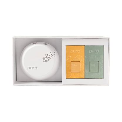 Pura Smart Fragrance Diffuser Device Set - Home Scent Diffuser with Pura Refills - 1 Fragrance Diffuser, 1 Linens & Surf, 1 Yuzu Citron