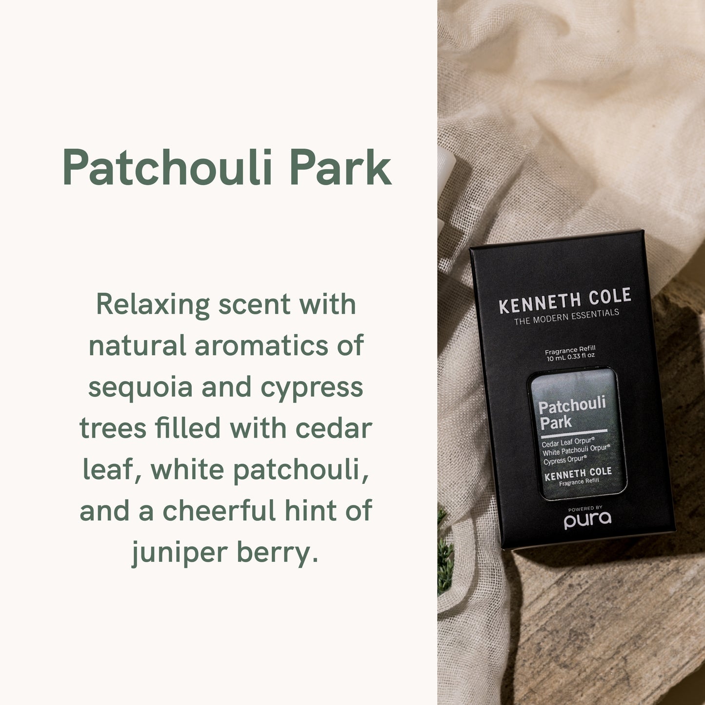 Pura and Kenneth Cole - Home Fragrance Scent for Air Diffusers - Room Freshener - Aromatherapy Scents for Bedrooms & Living Rooms - Scents for Smart Home Diffusers - 2 Pack - Patchouli Park