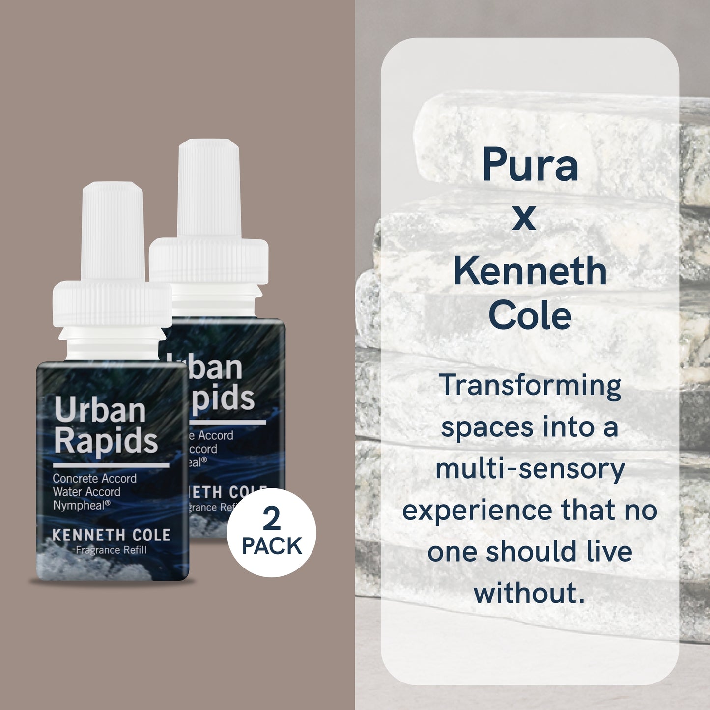 Pura and Kenneth Cole - Home Fragrance Scent for Air Diffusers - Room Freshener - Aromatherapy Scents for Bedrooms & Living Rooms - Scents for Smart Home Diffusers - 2 Pack - Urban Rapids