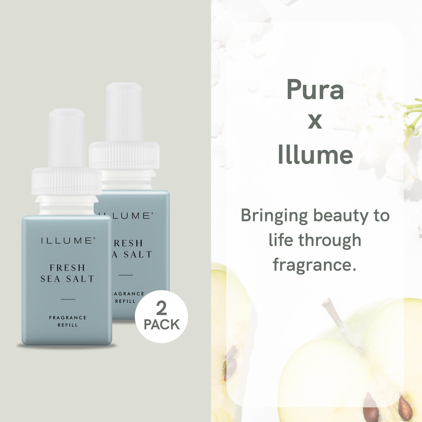 Pura and Illume - Fragrance for Smart Home Air Diffusers - Room Freshener - Aromatherapy Scents for Bedrooms & Living Rooms - Odor Eliminator - 2 Pack - Fresh Sea Salt