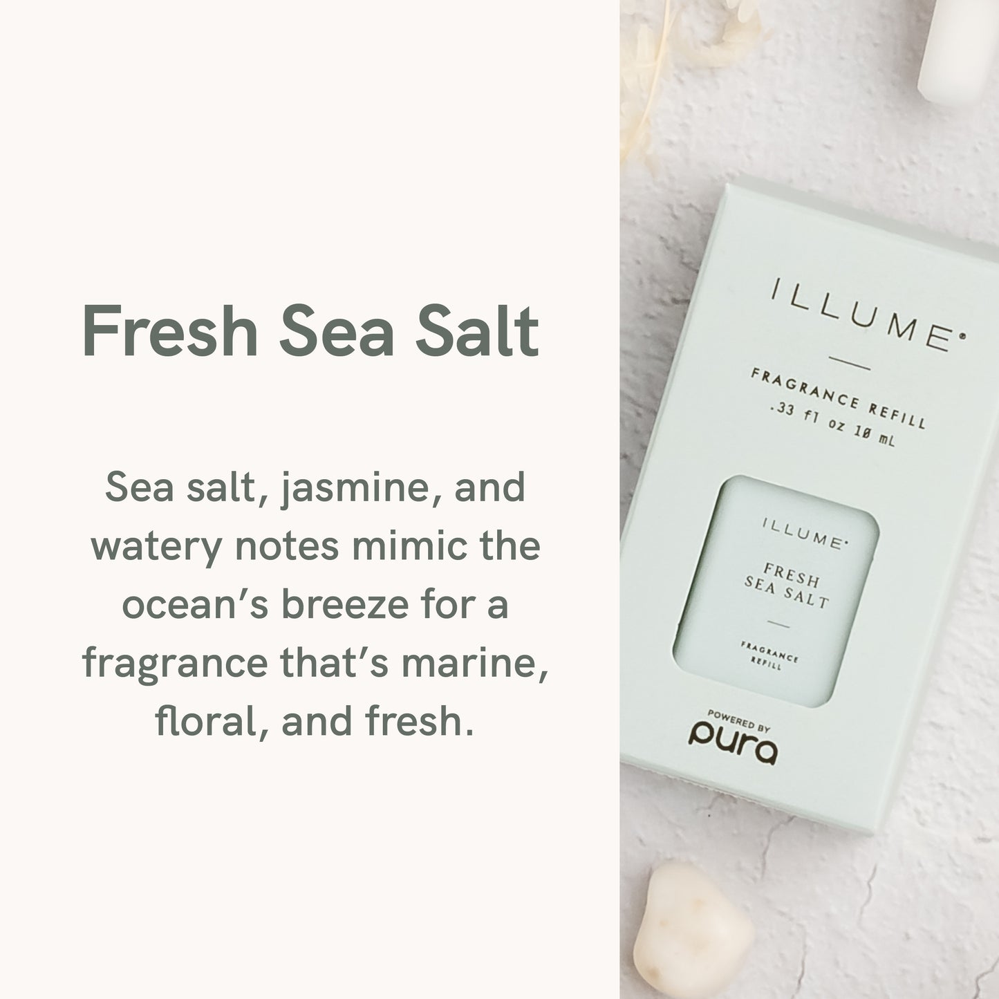 Pura and Illume - Fragrance for Smart Home Air Diffusers - Room Freshener - Aromatherapy Scents for Bedrooms & Living Rooms - Odor Eliminator - 2 Pack - Fresh Sea Salt