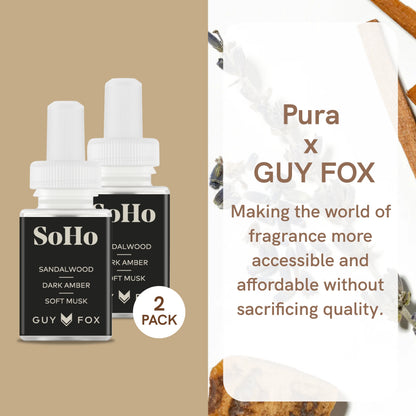 Pura and Guy Fox - Fragrance for Smart Home Air Diffusers - Room Freshener - Aromatherapy Scents for Bedrooms & Living Rooms - Odor Eliminator - 2 Pack - SoHo