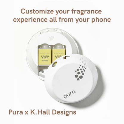 Pura and K Hall Designs - Home Fragrance Scent for Air Diffusers - Aromatherapy Scents for Bedrooms & Living Rooms Scents for Smart Home Diffusers - 2 Pack - Lemon Sage
