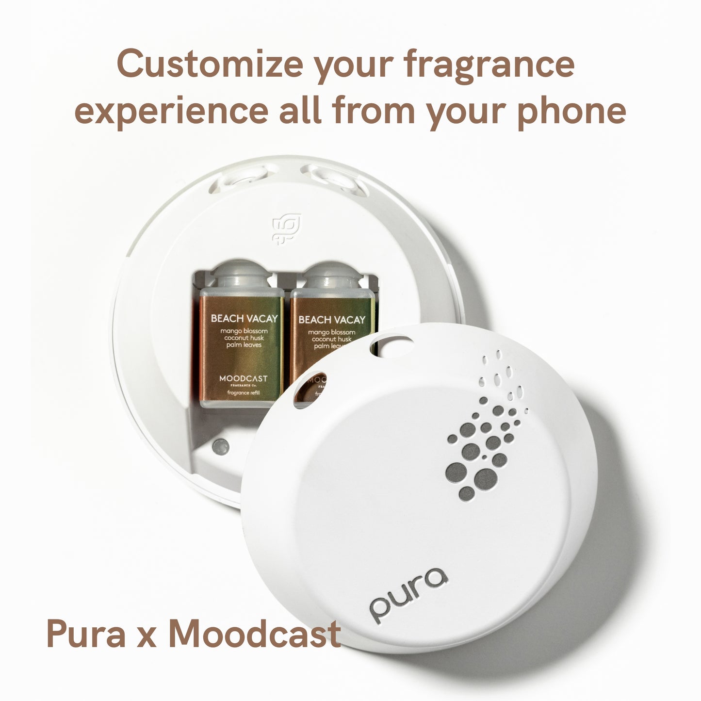 Pura and Moodcast - Fragrance for Smart Home Air Diffusers - Room Freshener - Aromatherapy Scents for Bedrooms & Living Rooms - Odor Eliminator - 2 Pack - Beach Vacay