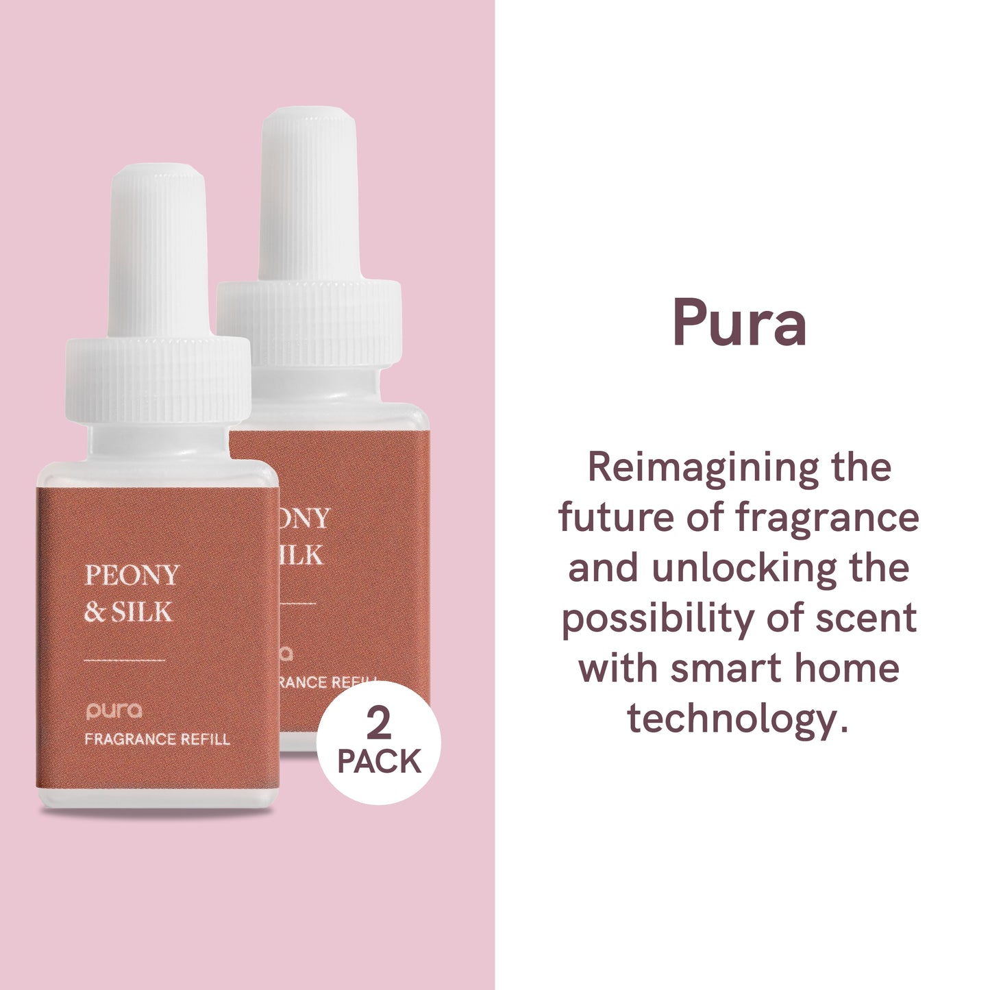 Pura - Fragrance for Smart Home Air Diffusers - Room Freshener - Aromatherapy Scents for Bedrooms & Living Rooms - Odor Eliminator - 2 Pack - Peony & Silk
