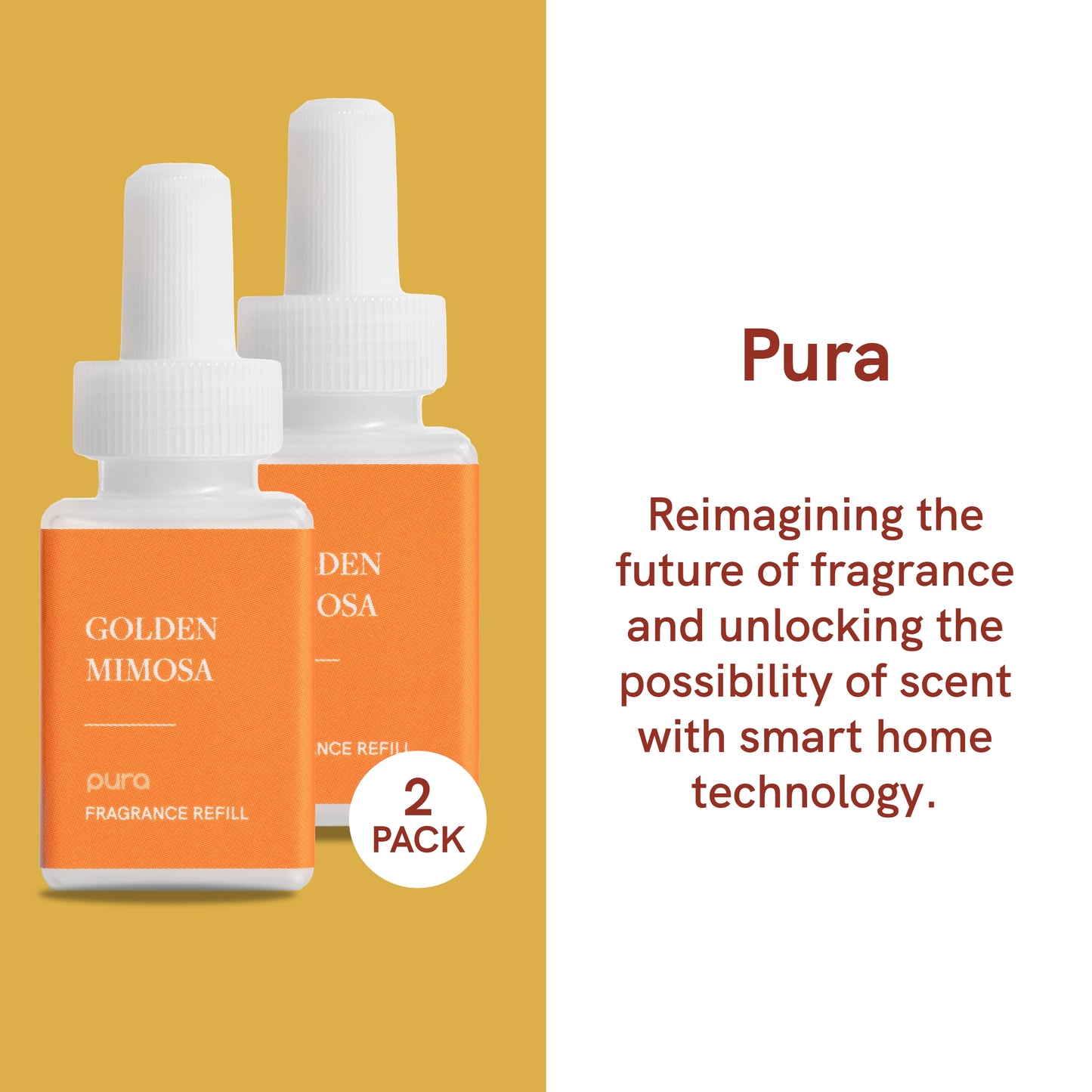 Pura - Fragrance for Smart Home Air Diffusers - Room Freshener - Aromatherapy Scents for Bedrooms & Living Rooms - Odor Eliminator - 2 Pack - Golden Mimosa