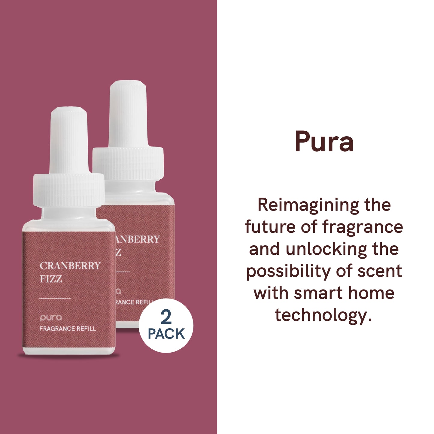 Pura - Fragrance for Smart Home Air Diffusers - Room Freshener - Aromatherapy Scents for Bedrooms & Living Rooms - Odor Eliminator - 2 Pack - Cranberry Fizz