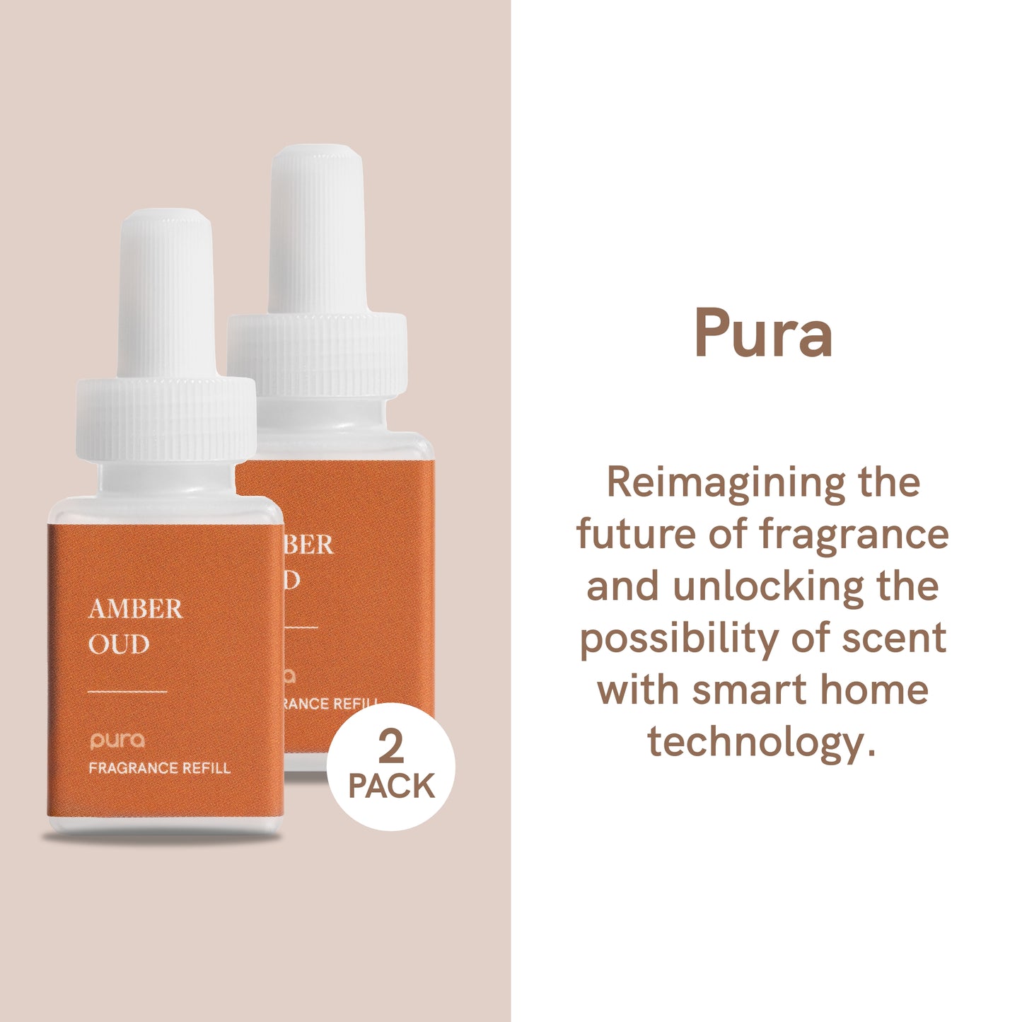 Pura - Fragrance for Smart Home Air Diffusers - Room Freshener - Aromatherapy Scents for Bedrooms & Living Rooms - Odor Eliminator - 2 Pack - Amber Oud