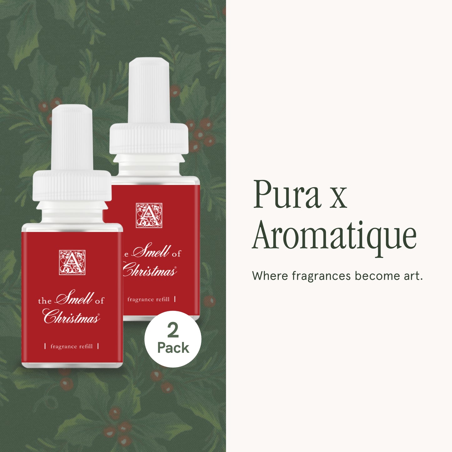 Pura and Aromatique - Fragrance for Smart Home Air Diffusers - Room Freshener - Aromatherapy Scents for Bedrooms & Living Rooms - Odor Eliminator - 2 Pack - The Smell of Christmas