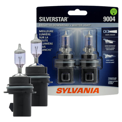 SYLVANIA 9004 SilverStar High Performance Halogen Headlight Bulb, (Contains 2 Bulbs), White (9004ST.BP2)