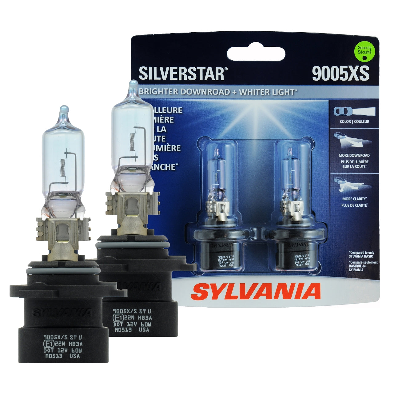 SYLVANIA 9005XS SilverStar High Performance Halogen Headlight Bulb, (Contains 2 Bulbs)