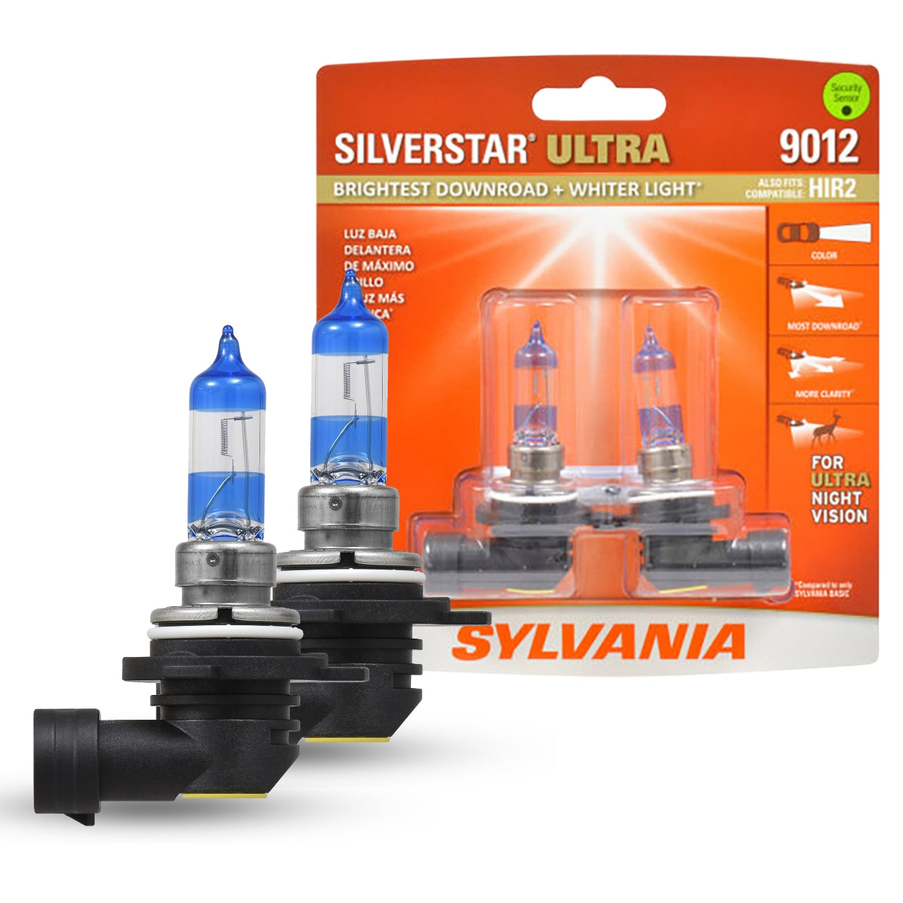 SYLVANIA - 9012 SilverStar Ultra - High Performance Halogen Headlight Bulb, High Beam, Low Beam and Fog Replacement Bulb, Brightest Downroad with Whiter Light, Tri-Band Technology (Contains 2 Bulbs)