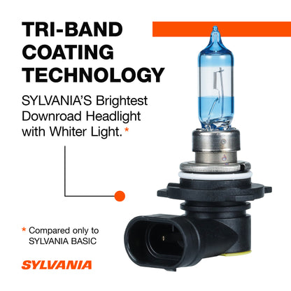 SYLVANIA - 9012 SilverStar Ultra - High Performance Halogen Headlight Bulb, High Beam, Low Beam and Fog Replacement Bulb, Brightest Downroad with Whiter Light, Tri-Band Technology (Contains 2 Bulbs)