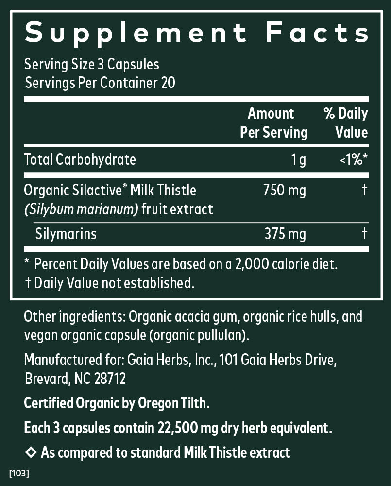 Gaia Herbs Milk Thistle Seed Liquid Phyto-Capsules, 60 Count