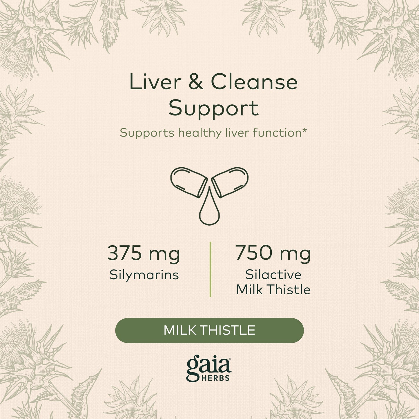 Gaia Herbs Milk Thistle Seed Liquid Phyto-Capsules, 60 Count