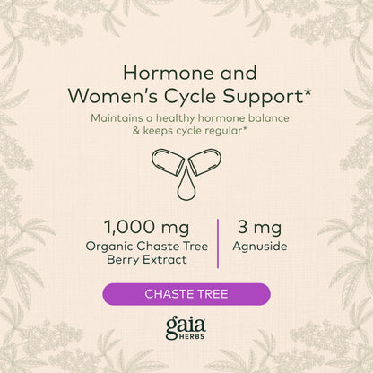Gaia Herbs Vitex Berry (Chaste Tree) - Supports Hormone Balance & Fertility for Women - Helps Maintain Healthy Progesterone Levels to Support Menstrual Cycle Health - 180 Vegan Caps (90-Day Supply)