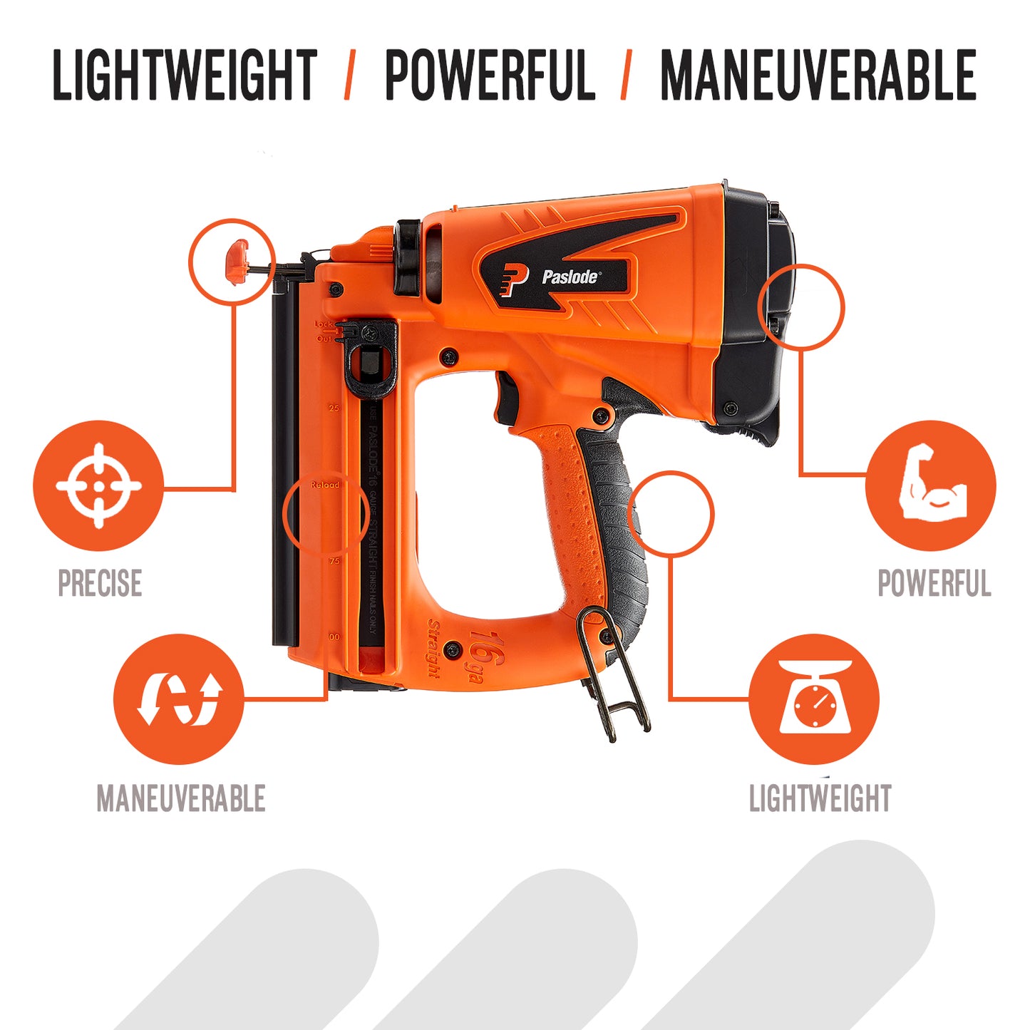 Paslode, Cordless Finish Nailer, 916000, 16 Gauge, Battery and Fuel Cell Powered, No Compressor Needed