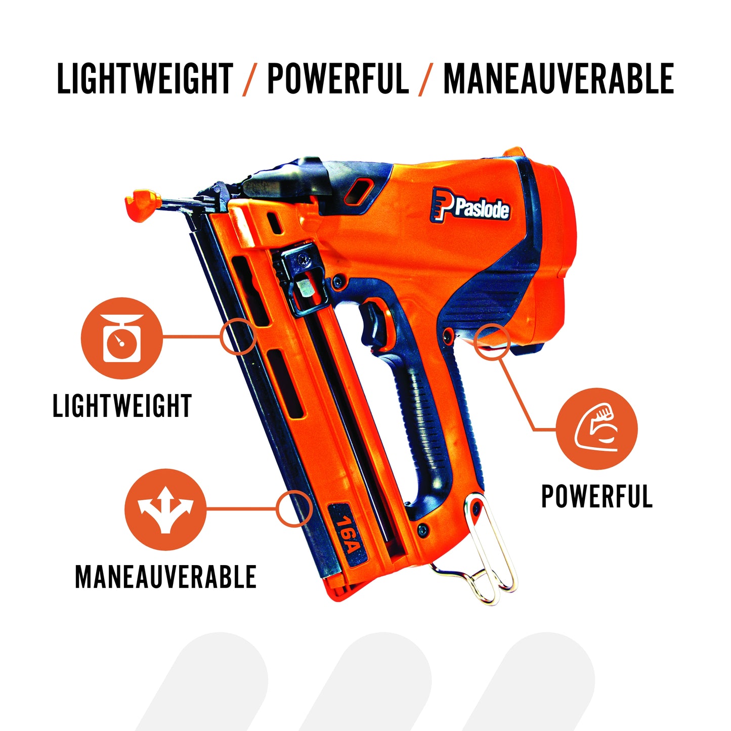 Paslode - Cordless Finish Nailer, 916200, 16 Gauge Angled, Battery and Fuel Cell Powered, No Compressor Needed