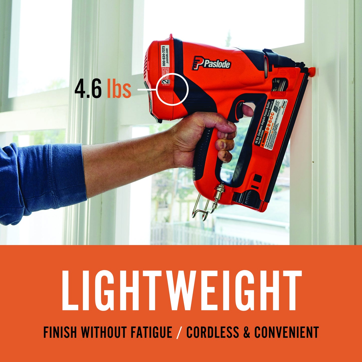 Paslode - Cordless Finish Nailer, 916200, 16 Gauge Angled, Battery and Fuel Cell Powered, No Compressor Needed