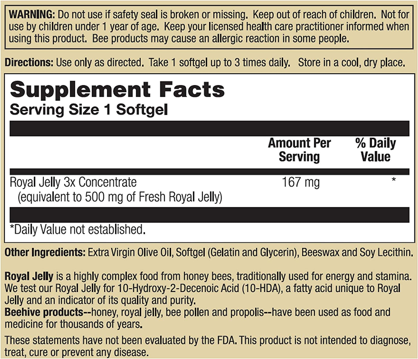 Honey Gardens Premier One Royal Jelly 500mg | 60 CT