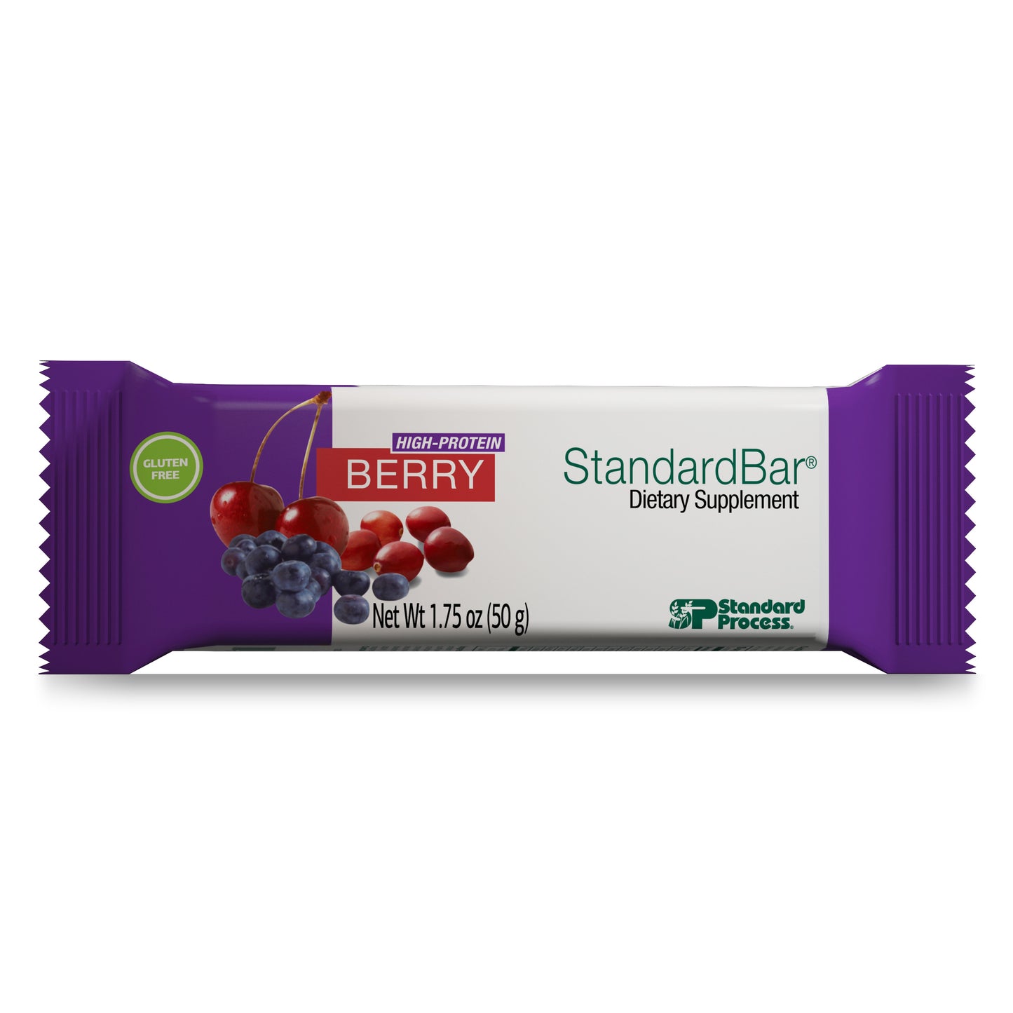 Standard Process StandardBar - Gluten-Free Protein Bar with Whole Food Formula of Calcium, Potassium, and More - Vegetarian - 18 Bar Pack - Berry