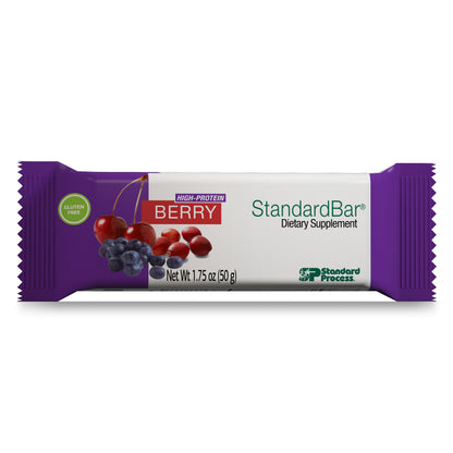 Standard Process StandardBar - Gluten-Free Protein Bar with Whole Food Formula of Calcium, Potassium, and More - Vegetarian - 18 Bar Pack - Berry