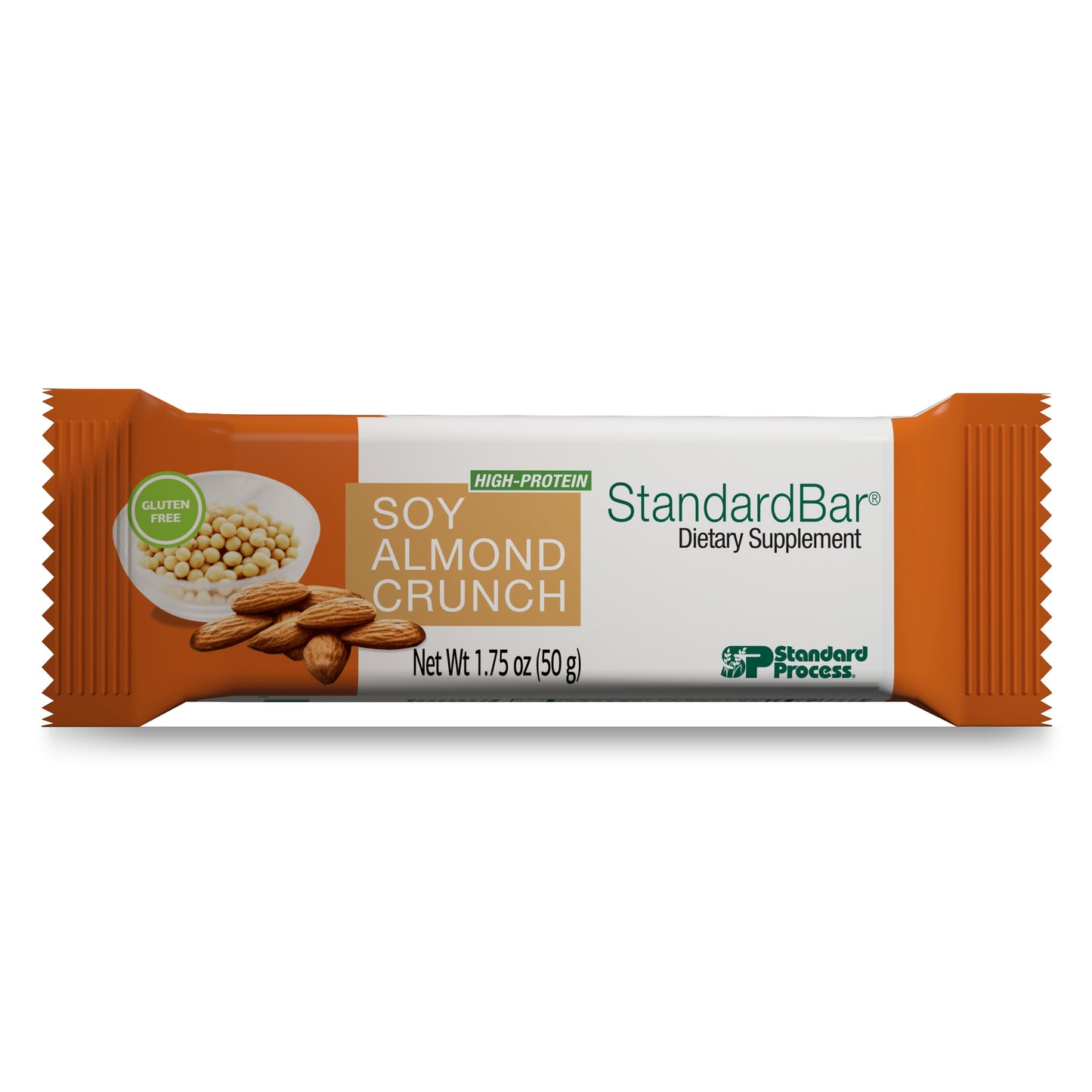 Standard Process StandardBar - Gluten-Free Protein Bar with Whole Food Formula of Calcium, Potassium, and More - Vegetarian - 18 Bar Pack - Soy Almond Crunch