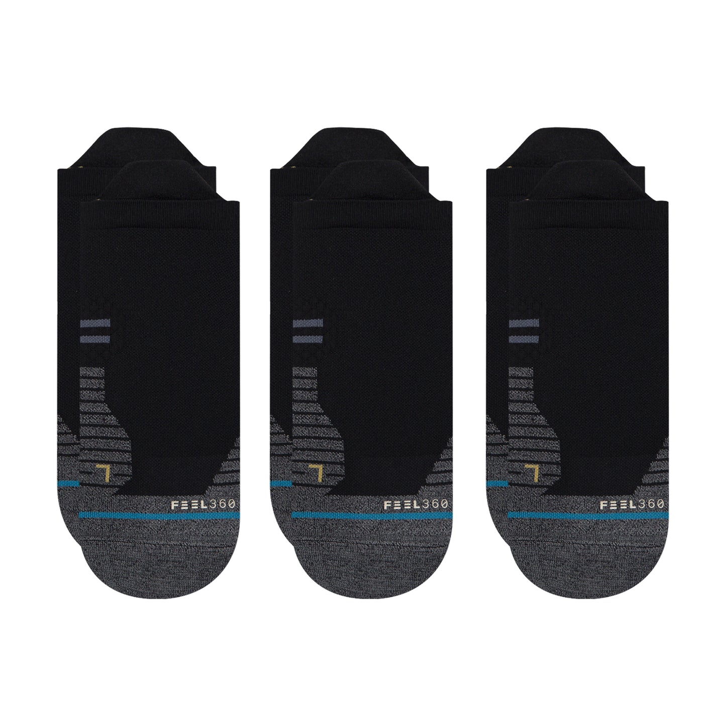 Stance Tab Run Light Socks [3 Pack] (Small, Black)