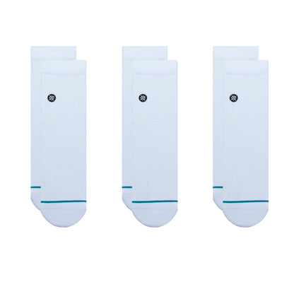 Stance Icon Quarter Icon Socks [3 Pack] (Medium, White)