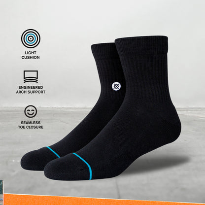 Stance Icon Sport Qtr Socks (Large, White)