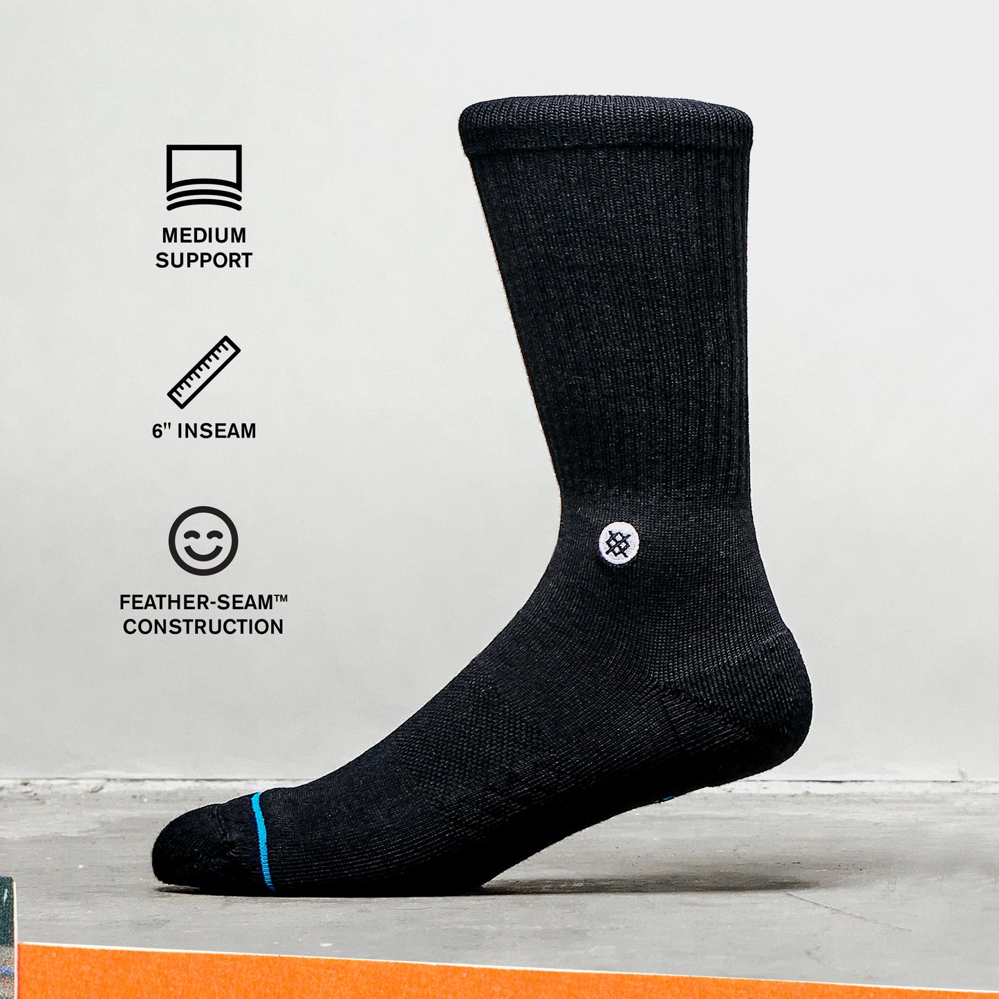 Stance Aspen Crew Socks (Small, Washedblack)