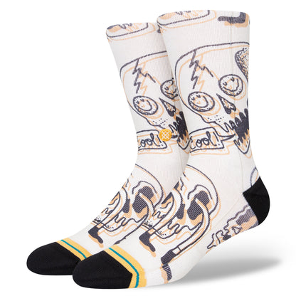 Stance Talkin Heads Crew Socks (Medium, Vintage White)