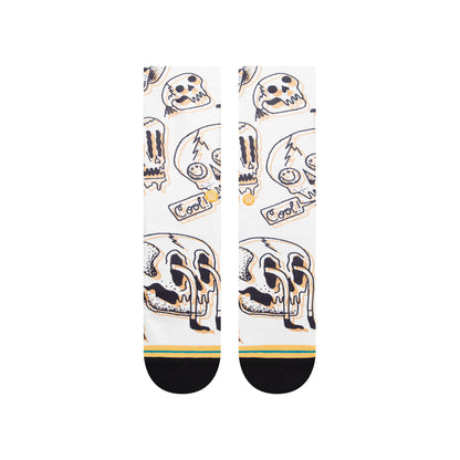 Stance Talkin Heads Crew Socks (Medium, Vintage White)