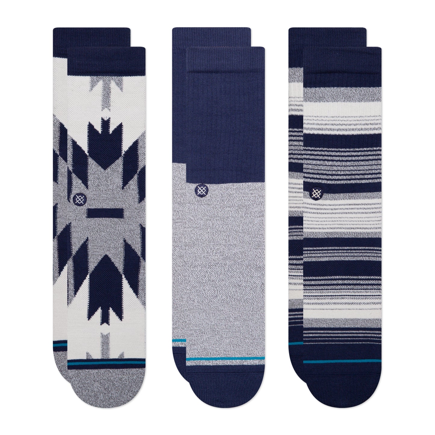 Stance Crew Tacoma Socks [3 Pack] (Medium, Navy)