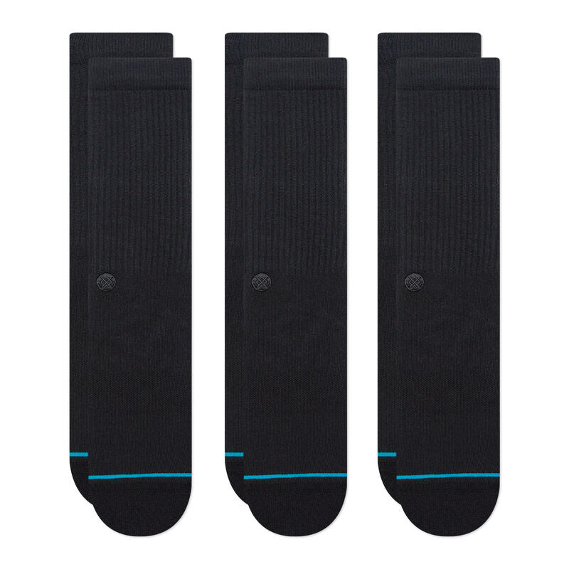Stance Shelter 3 Pack Crew Socks (Medium, Black)