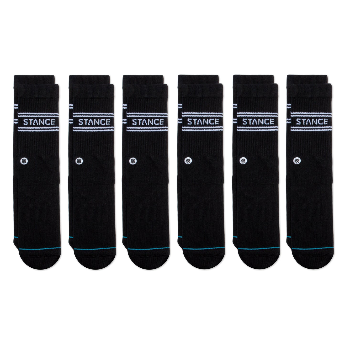 Stance Basic Crew Socks [6 Pack] (Medium, Black)