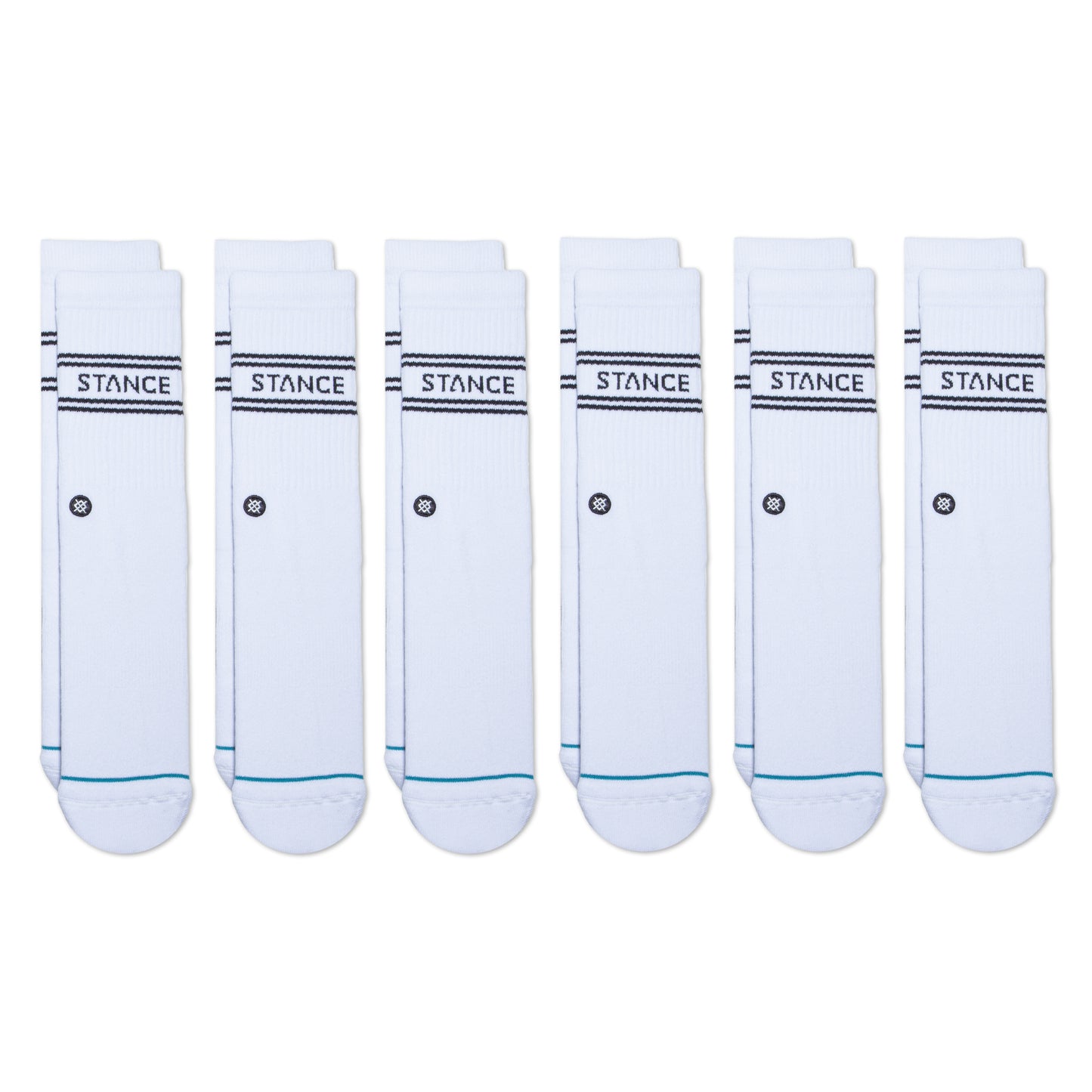 Stance Basic Crew Socks [6 Pack] (Large, White)