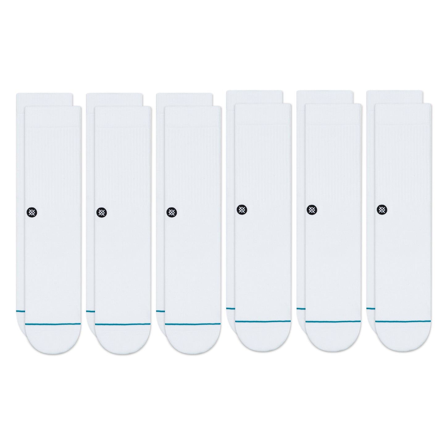 Stance Icon Crew Socks [6 Pack] (Medium, White)