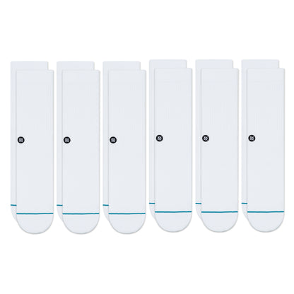 Stance Icon Crew Socks [6 Pack] (Medium, White)